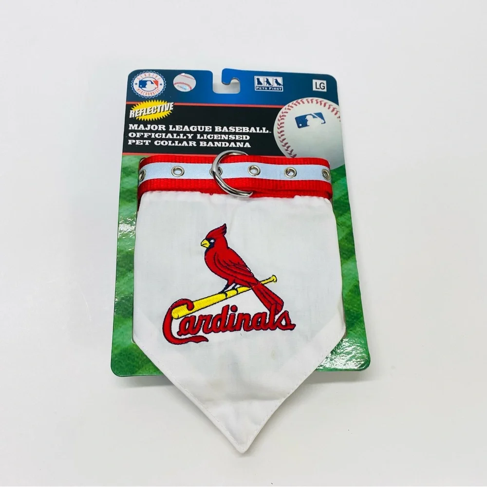 MLB St Louis Cardinals Adjustable Reflective Pet Collar Bandana Size Large NWT